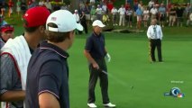Golf : Lindsey Vonn fait une blague à Tiger Woods en lui mettant un écureuil sur l'épaule