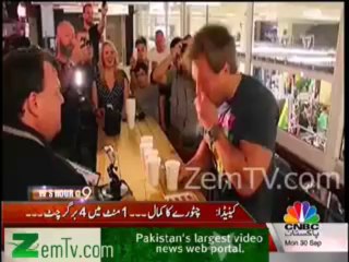 World Record of Eating 4 Burgers in One Minute