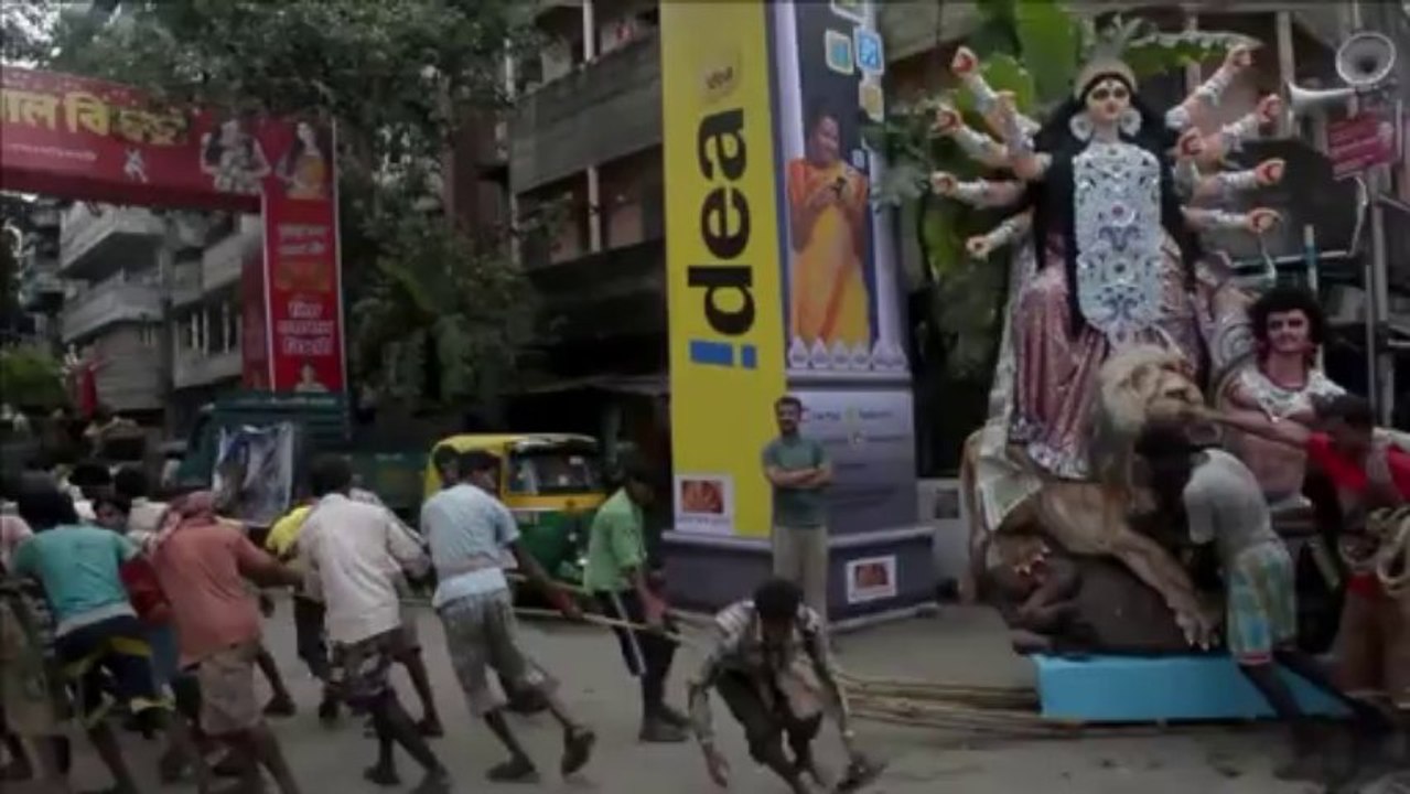 Indian Hindu devotees prepare for Durga Puja festival