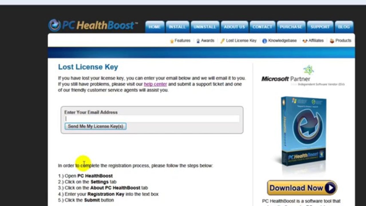 Replace PC Health Boost License Key | PC HealthBoost Lost License Key