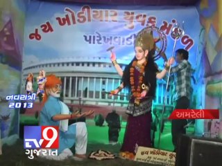 Download Video: Narendra Modi tableaux share space with idols in Navratri pandals, Amreli - Tv9 Gujarat