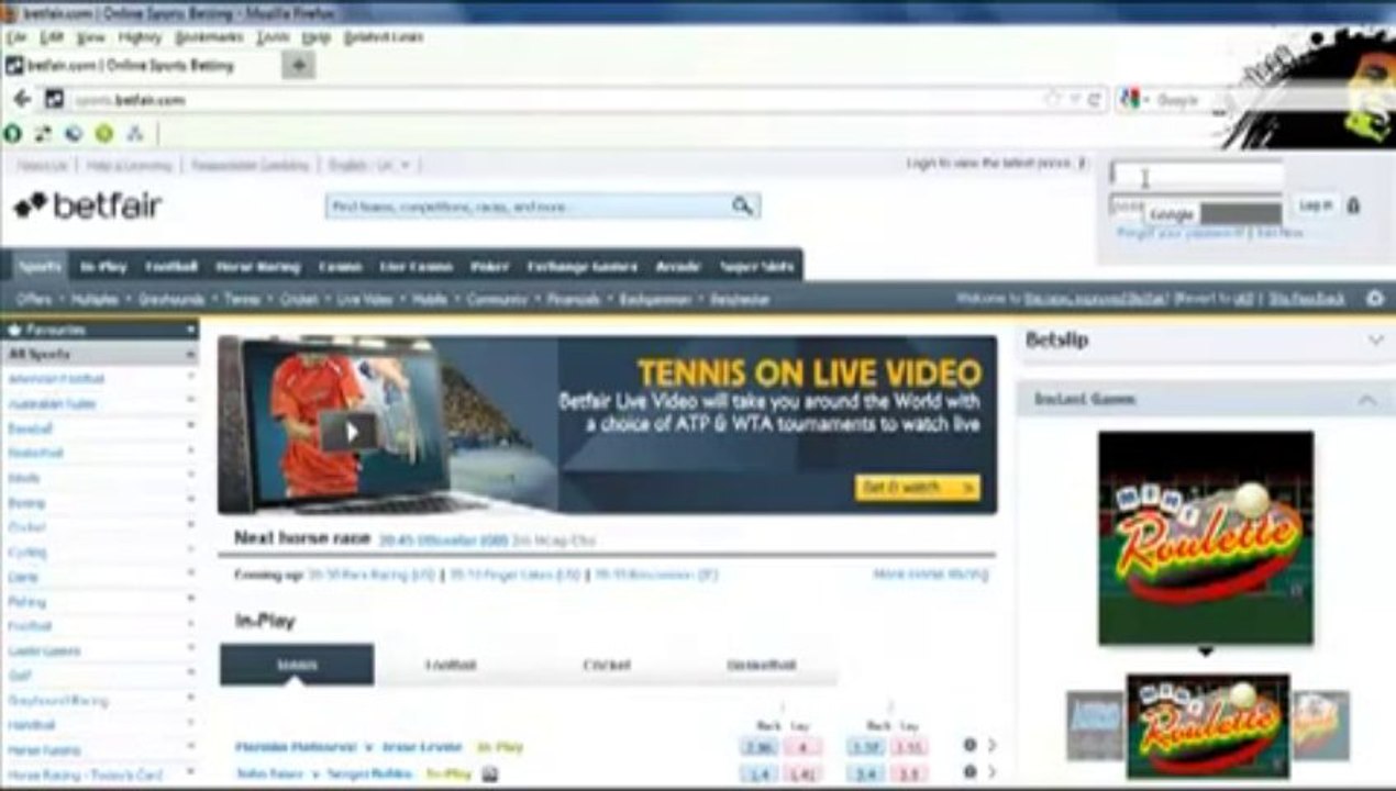 Warren Blair logging into betfair[Walk Away Winner]