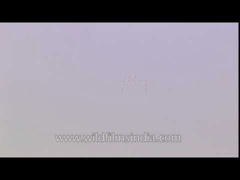 Air show by fighter aircrafts from the French Air Force