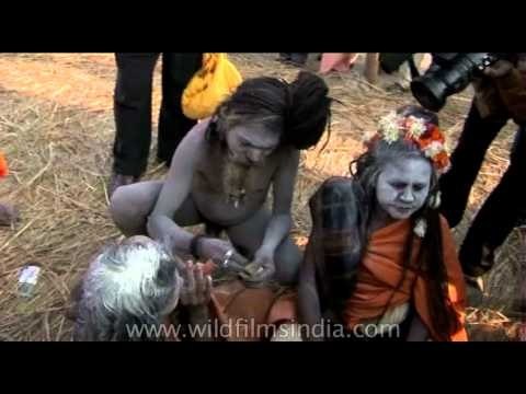 Naga sadhus desperately need match box to light Chillum - Ardh Kumbh