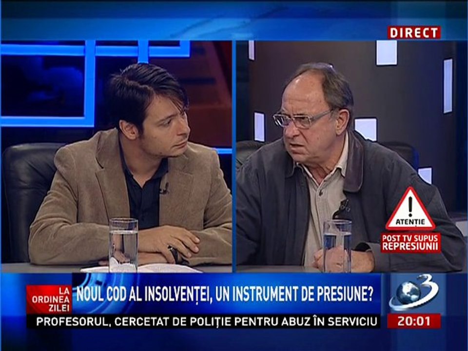 ILIE SERBANESCU, RADU TUDOR, VICTOR ALISTAR si altii solidari cu Realitatea TV vizata de noul Cod al Insolventei