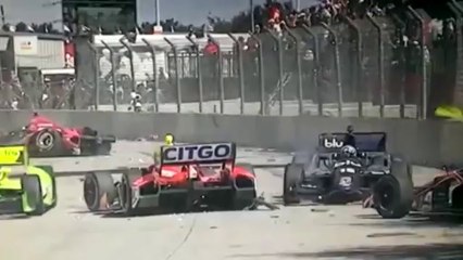 Dario Franchitti terrible crash IndyCar 2013 Grand Prix of Houston