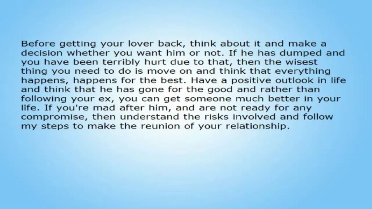 Getting Him Back - Follow My Tips and Get Your Ex Boyfriend Back!