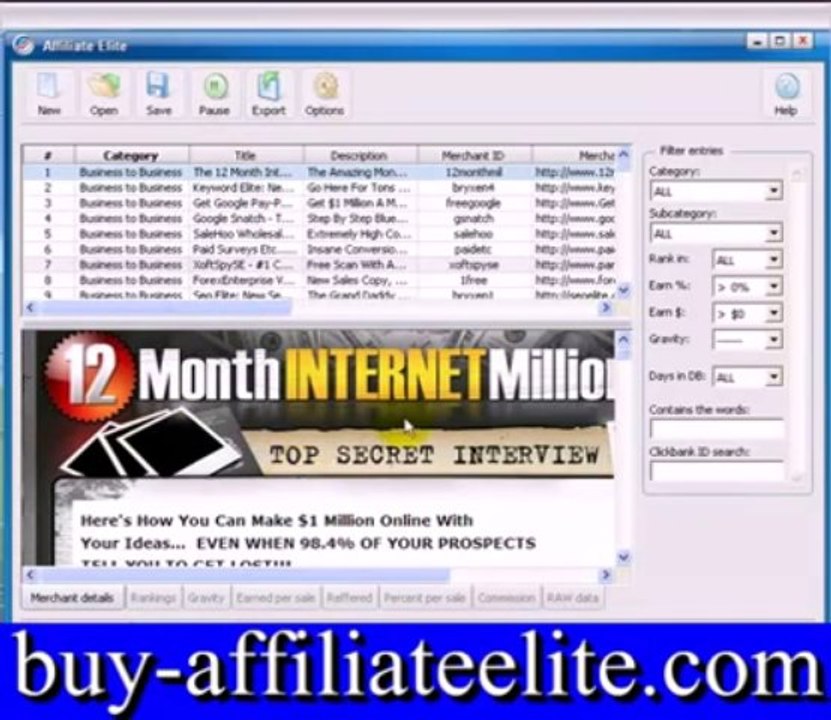 Find Hot Clickbank Products w/ Affiliate Elite