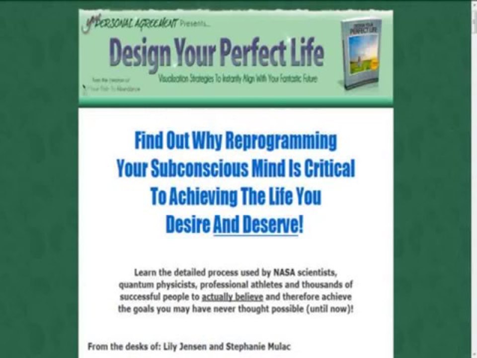 "DESIGN YOUR PERFECT LIFE"