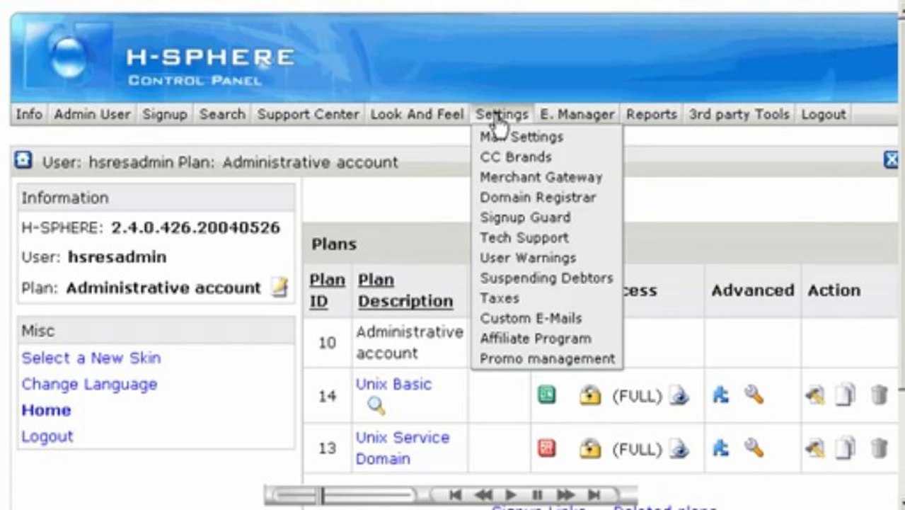 Configuring automated user warnings in H-sphere - Reseller Guide - Host Department LLC