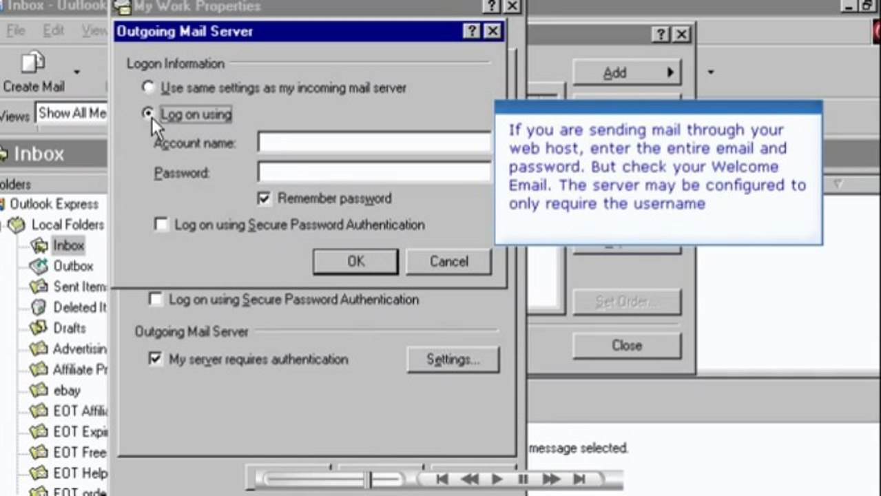 Creating email account in Outlook Express - Host Department LLC