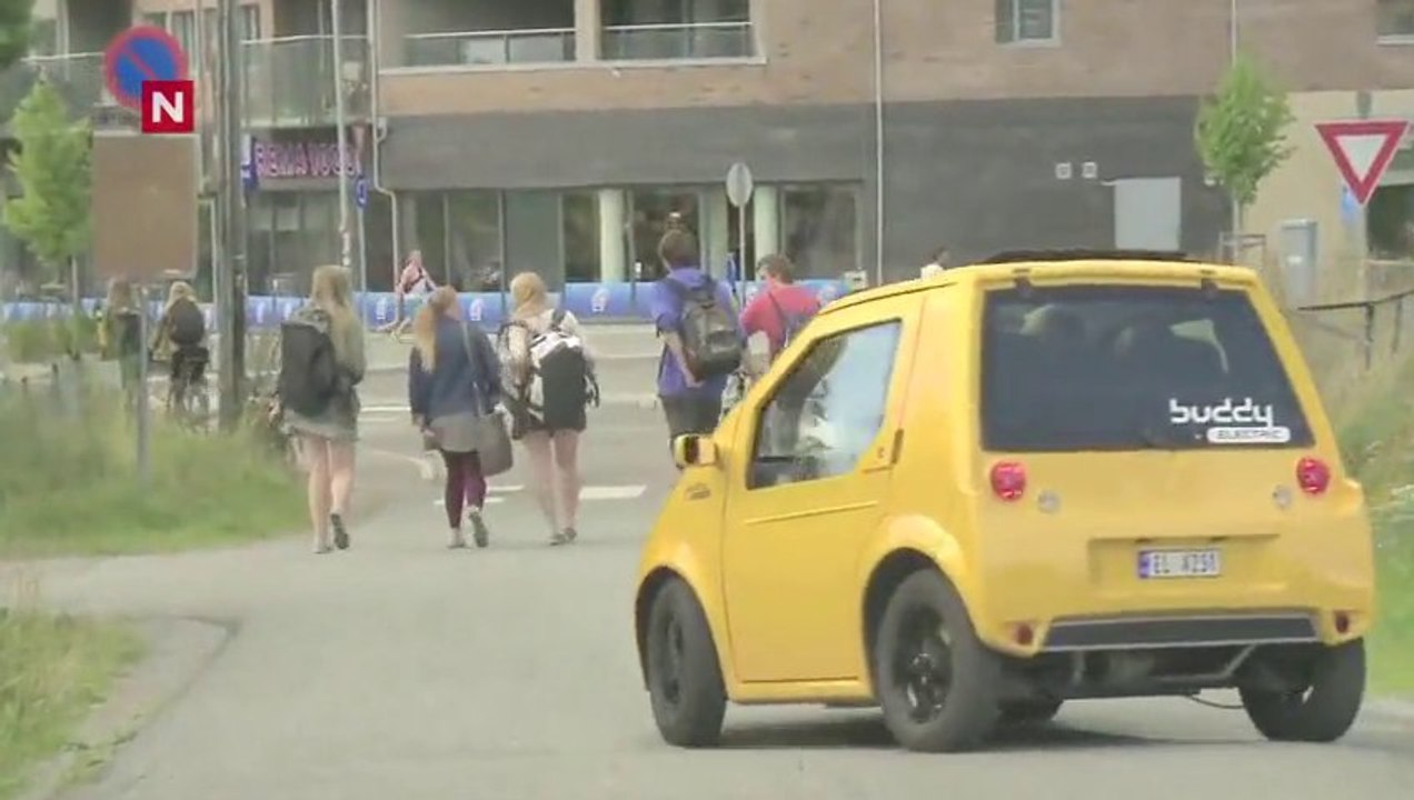 Giant train horn on tiny city electric car... So Funny!!!