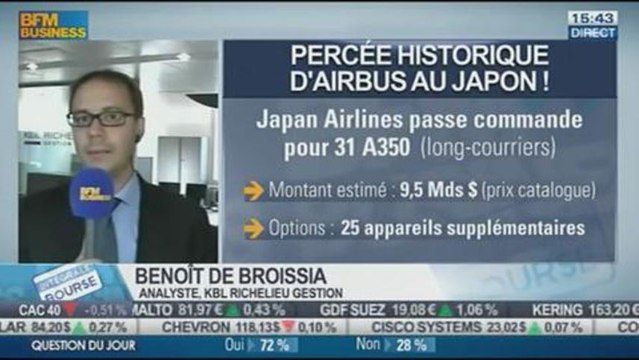 Airbus signe sa 1ère commande auprès de Japan Airlines : Benoît de Broissia et Matthieu Sévin, dans Intégrale Bourse - 07/10