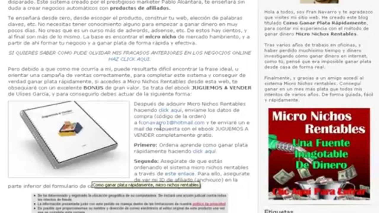 Como Ganar Plata Rapidamente - Ganar Dinero con Micro Nichos Rentables