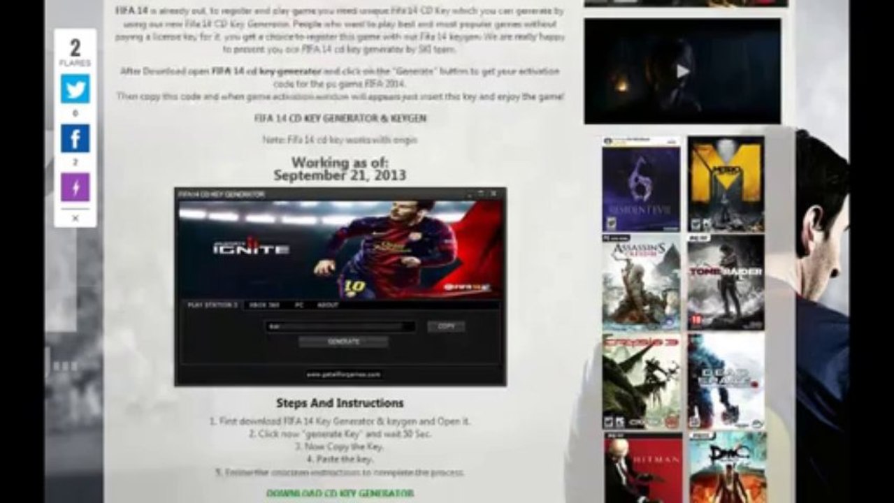 Spécial FIFA 14 Cd Key (clé cd) generator (générateur) Comment télécharger et installer crack FIFA 14