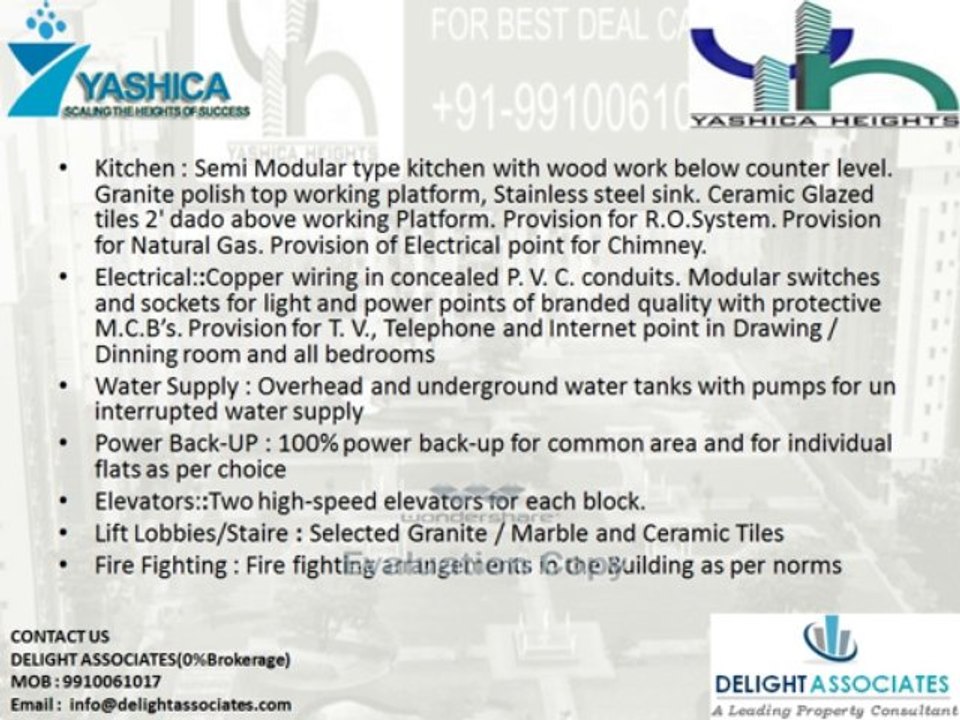 YASHICA HEIGHTS - 2/3/BHK Apartments NH-24 Ghaziabad Book @ 9910061017