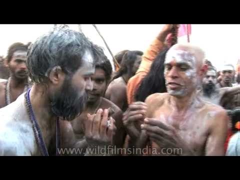 Naga Sadhu smoking Chillum - Ardh Kumbh at Prayaga in 2007