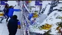 Liquor Store Shelf Crashes in an Avalanche of Alcohol