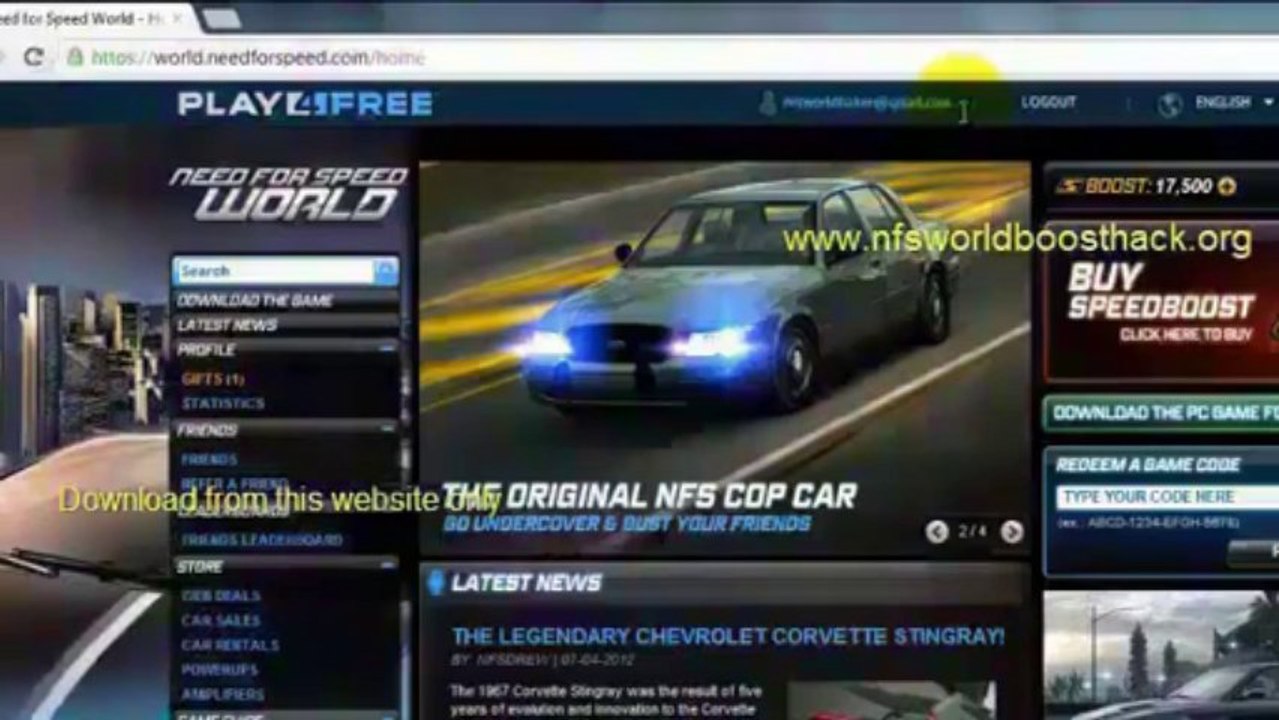 How to get free speed boost codes for nfs world HD