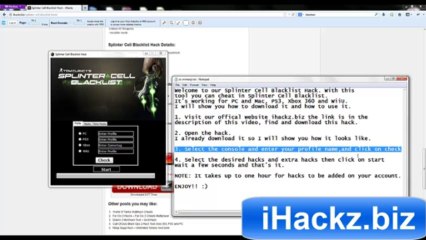 Splinter Cell Blacklist Cheat Tool - Cheats for Splinter Cell 2013 (Xbox, PS3, PC)