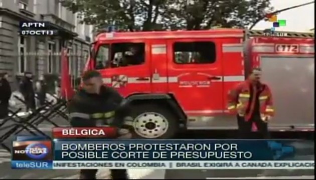Protesta de bomberos en Bélgica, rechazan recortes presupuestarios