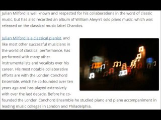 Julian Milford – Solo Album on Chandos Label