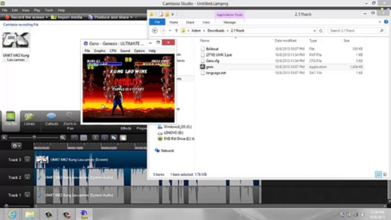 UMKT (GEN and UMK3 Hack) - MK2 Kung Lao's Pit Fatality and Brutality on MK2 Noob Saibot
