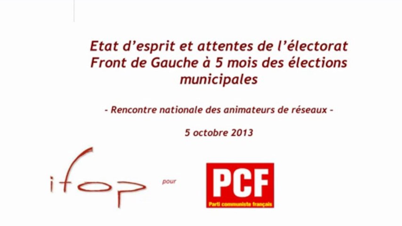 L'IFOP détaille l'état d'esprit des électeurs PCF/FDG à 5 mois des municipales
