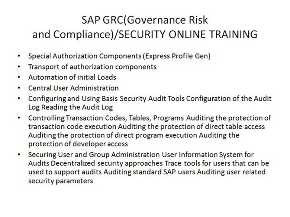 SAP GRC(Governance Risk and Compliance)SECURITY ONLINE TRAINING NEWZEALAND