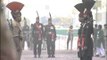 Indian Army and Pakistan Army facing each other at Wagah Border