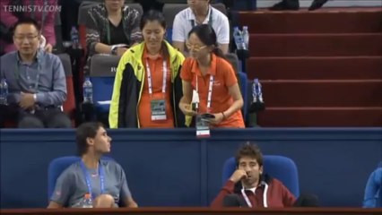 Rafael Nadal is watching Federer/Seppi match in Shanghai