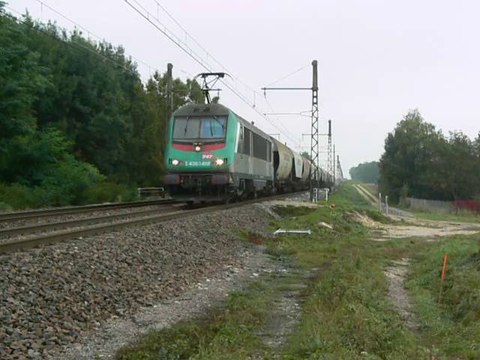 BB 36341 avec un train de céréales sur le PLM. Gevrey Chambertin.
