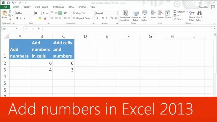 Add numbers in Excel 2013