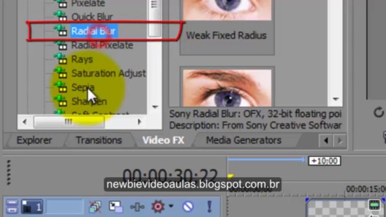 Vegas Básico - Aula 5 - Animando e aplicando efeito radial blur em textos