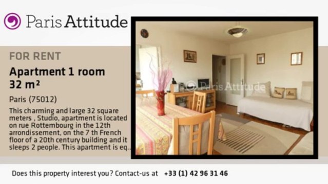 Studio Apartment for rent - Porte Dorée, Paris - Ref. 8635