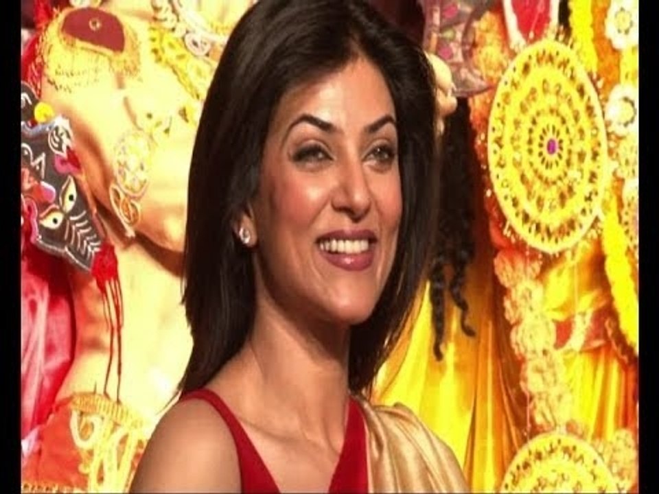 Sushmita Sen at a Durga Puja