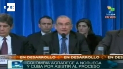 Télécharger la video: Governo colombiano e Farc abrem mesa de negociações na Noruega