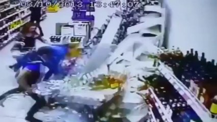 Liquor Shelf Collapses On Girls Shopping For Booze
