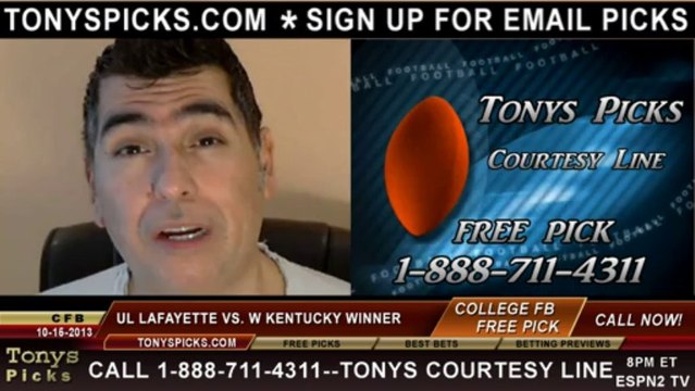 Western Kentucky Hilltoppers vs. Louisiana Lafayette Rajin Cajuns Pick Prediction NCAA College Football Odds Preview 10-15-2013