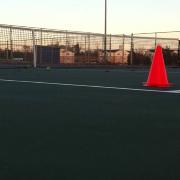 Practicing my serve