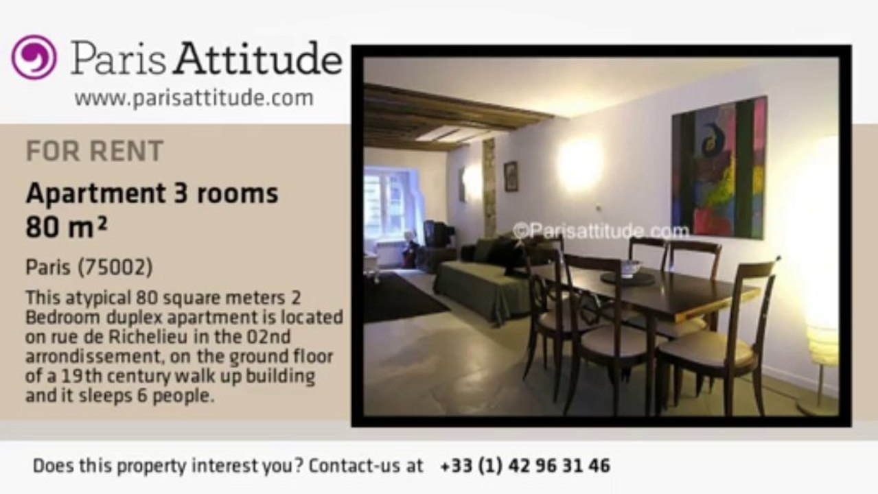 2 Bedroom Duplex for rent - Bourse, Paris - Ref. 4413