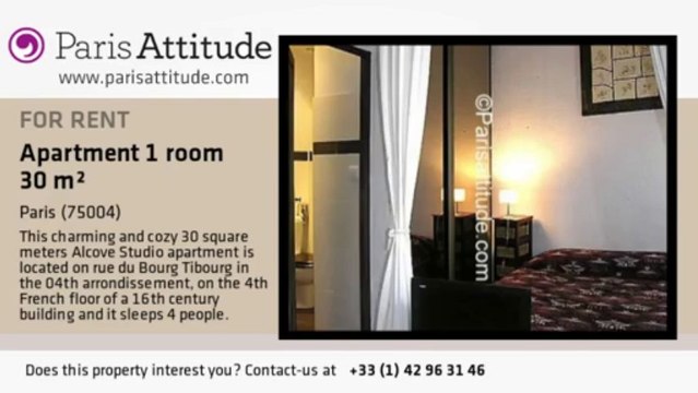 Alcove Studio Apartment for rent - St Paul, Paris - Ref. 4390