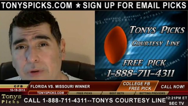 Missouri Tigers vs. Florida Gators Pick Prediction College Football Point Spread Over Under Money Line Betting Odds Preview 10-19-2013