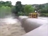 School bus crosses flooded bridge after massive rains!!
