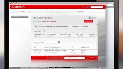 Kredi Kartı Hesap Özeti Görüntüleme