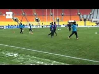 Real Madrid train at CSKA Moscow stadium