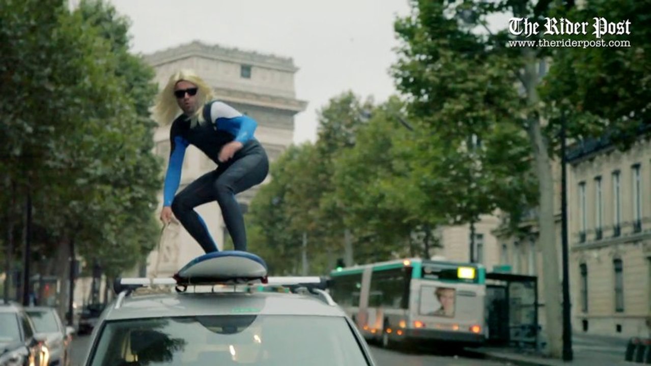 URBAN SURFING : DU SURF A PARIS SUR LE TOIT D'UNE VOITURE !