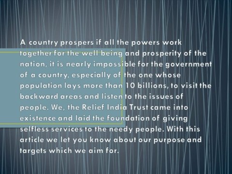 Purposes of Relief India Trust