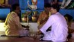 Pre-puja preprations by priests on the occasion of Durga puja