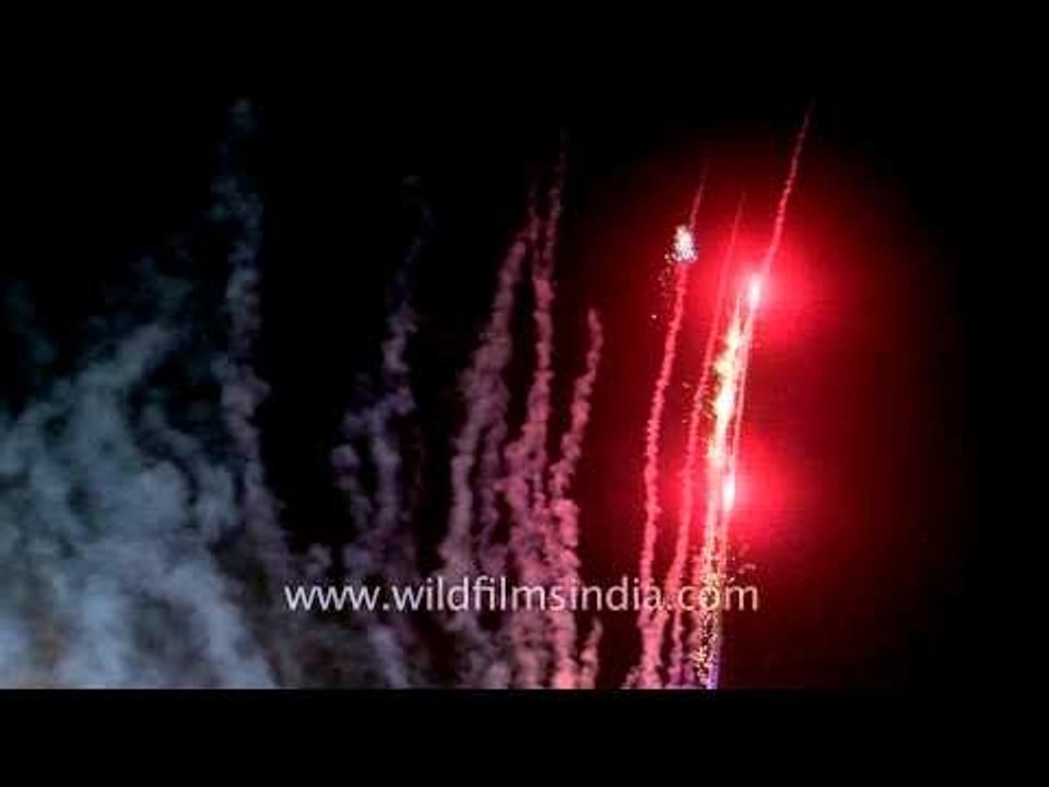 Sky with colourful crackers